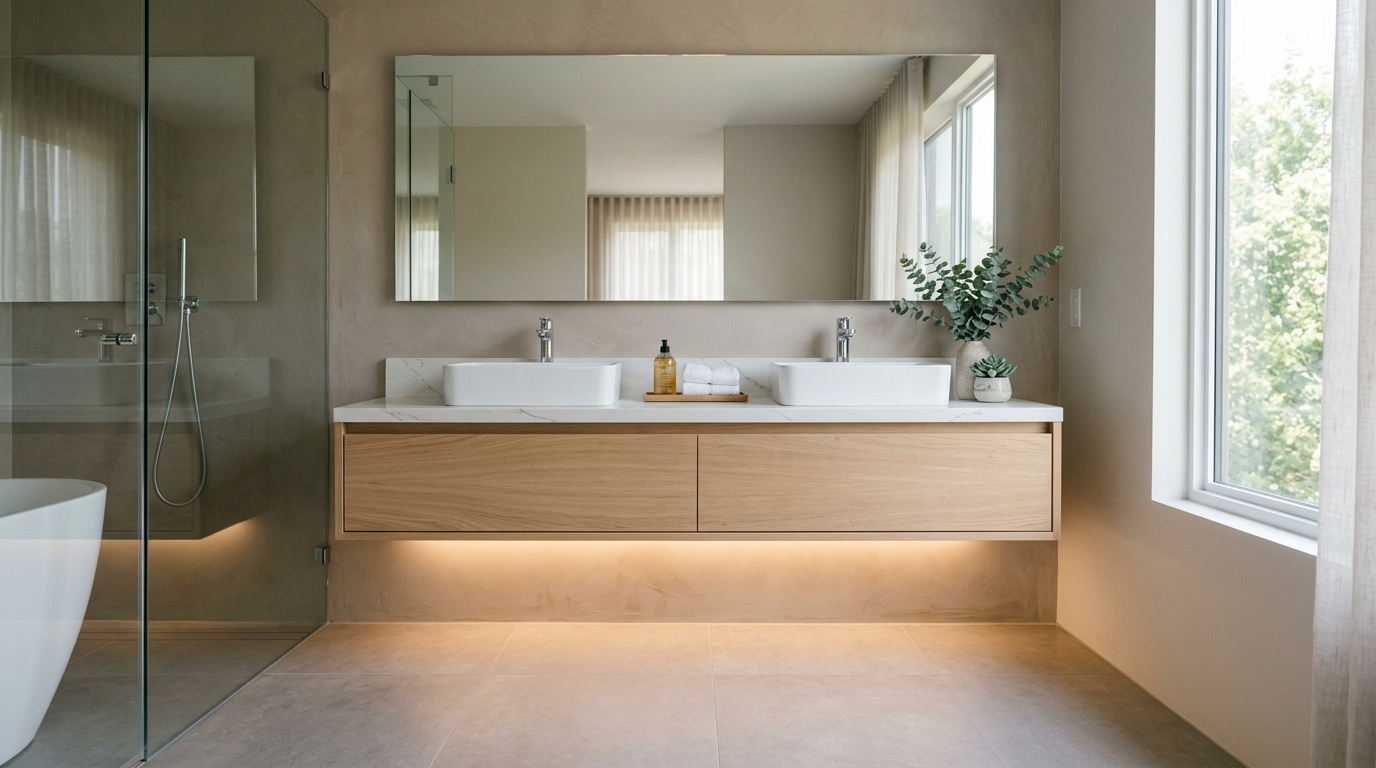 Repeat finishes so the room feels designed